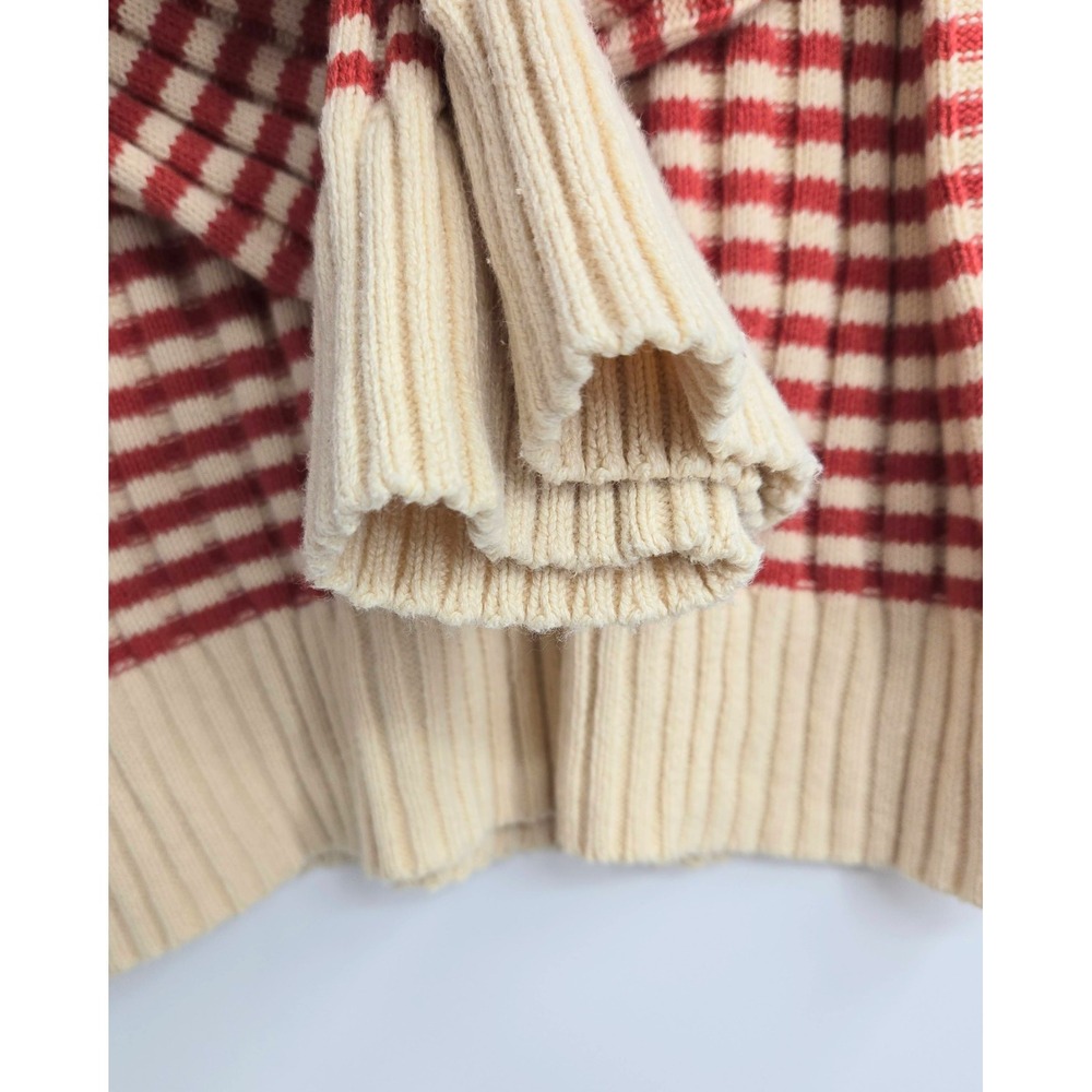 THE GREAT.‎ The Mini Striped Pullover Sweater Red Cream Ribbed Cotton Blend Sz 1 - Picture 7 of 14